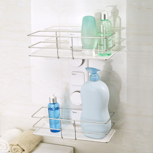 嘉宝吸盘双层淋浴用品置物架 浴室收纳的艺术与实用